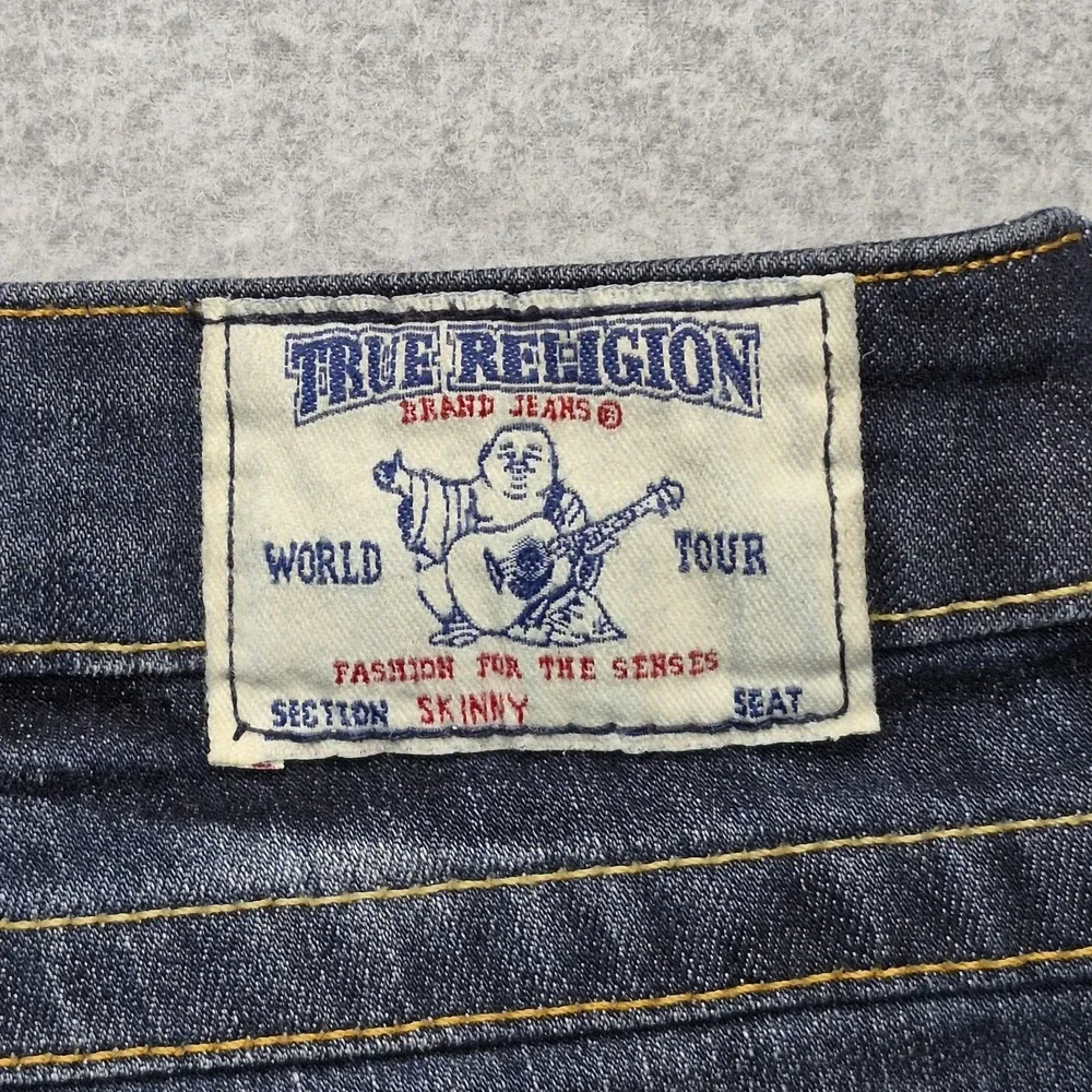 True Religion Jeans Womens 32x30 Blue Flap Pocket Stretch Vintage Skinny